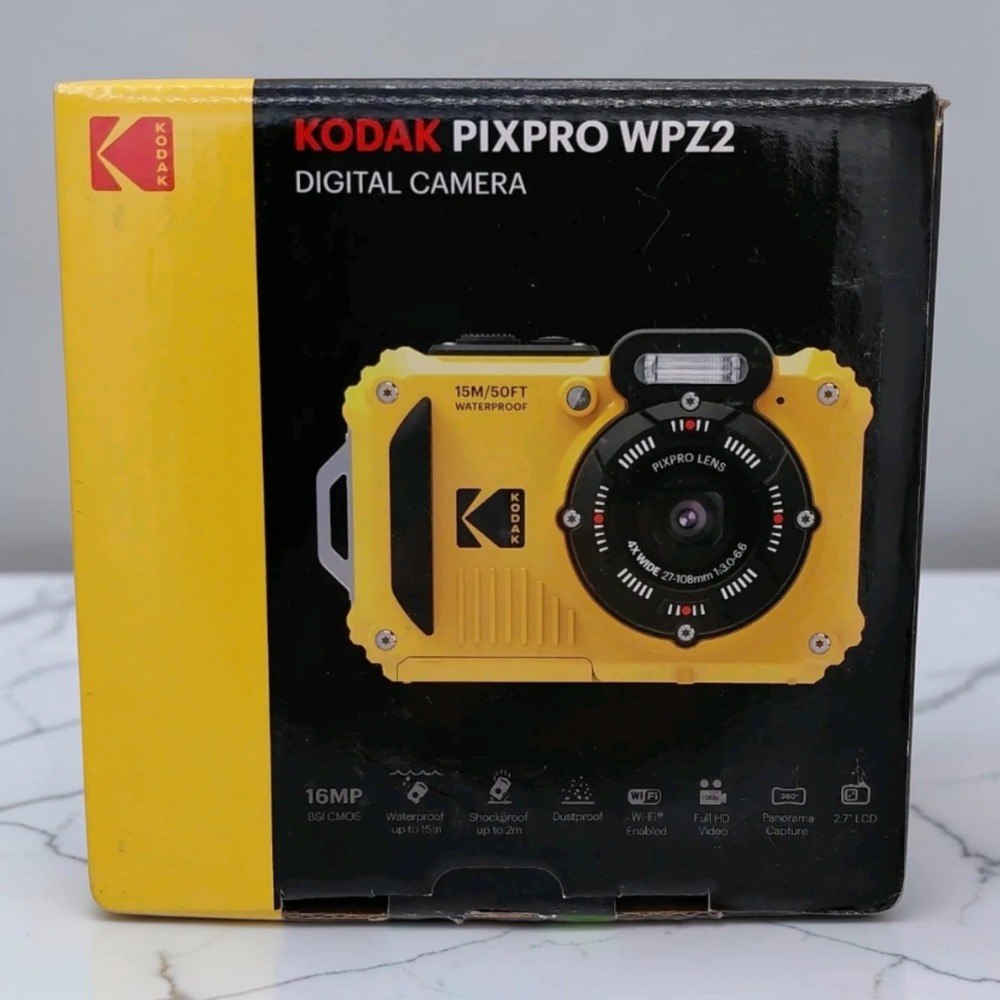 Kodak PIXPRO WPZ2 Digital Camera Yellow 16MP Waterproof Shockproof Wi-Fi 1080p